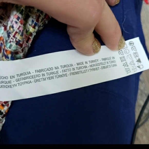 ZARA Trafaluc NWT small multicolor tweed fringe crew neck tshirt w zipper - Picture 6 of 12